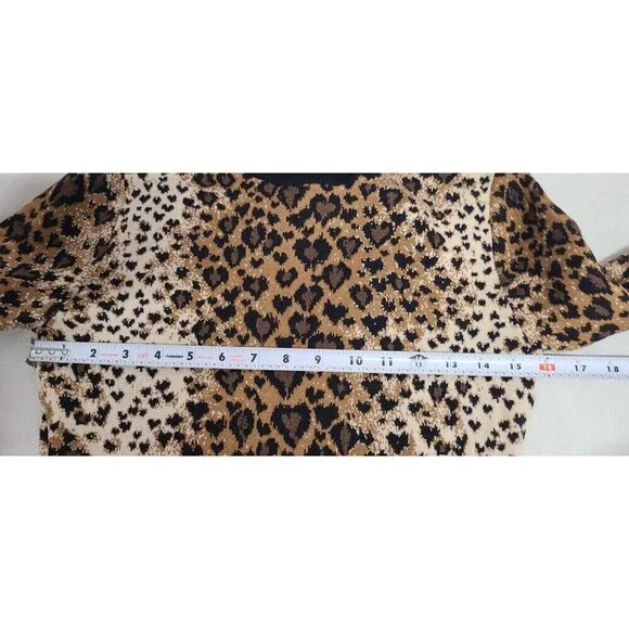 RED VALENTINO Leopard Print Long Sleeve Sweater Dress Women's M Wool Silk Blend - Picture 13 of 13